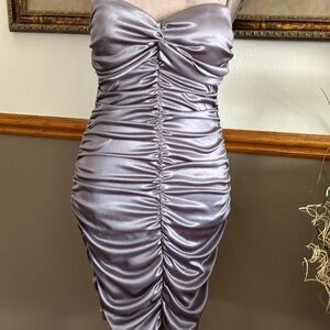 Strapless Ruched Metallic Dress